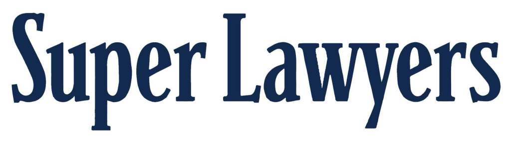 The image displays the words “Super Lawyers” in large, bold, navy blue serif font on a white background.